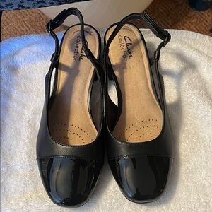 Clarks Women's Black Patent Slingback Heels
